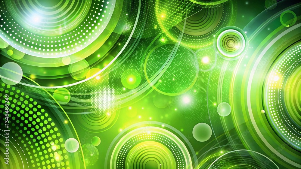 Poster a sleek, modern abstract background with green hues and dynamic circular patterns, evoking freshness