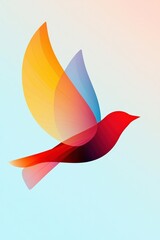 Fototapeta premium A stylized vector illustration of a bird in motion, depicted with bold color gradients.