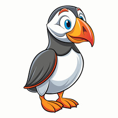 cartoon puffin on white background