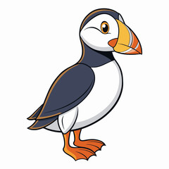 cartoon puffin on white background