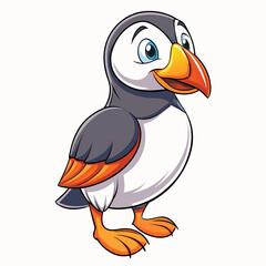 cartoon puffin on white background