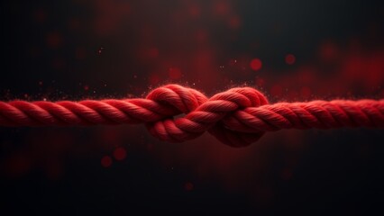 Red Rope Knot Against Dark Background