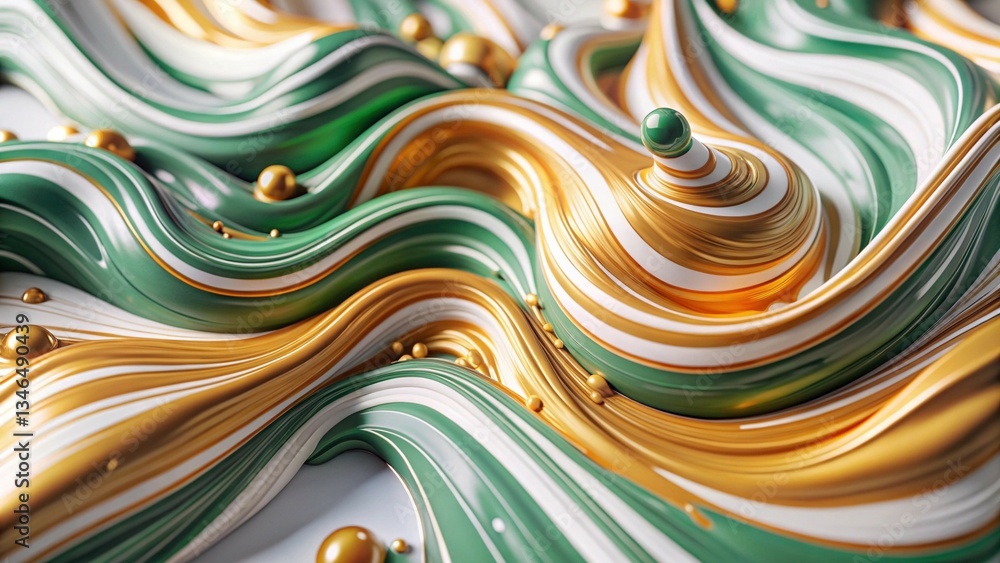 Poster a cool green background filled with dynamic, flowing swirls, creating a fresh and artistic visual ef