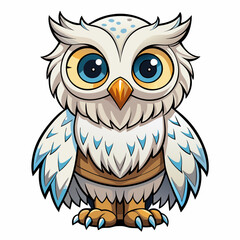 Fototapeta premium snowy owl on white background