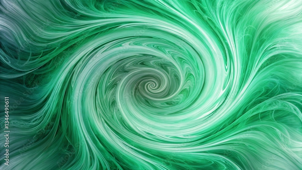 Poster a cool green background filled with dynamic, flowing swirls, creating a fresh and artistic visual ef