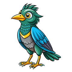 cartoon starling on white background