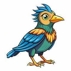 cartoon starling on white background