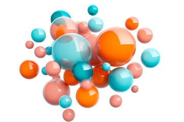 Colorful spheres in varying sizes against a transparent background