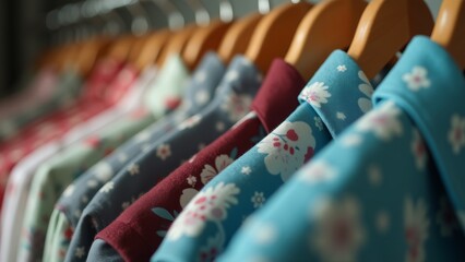 Shirts With Floral Print on Hangers