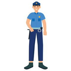 male police vector standing with simple and cool style