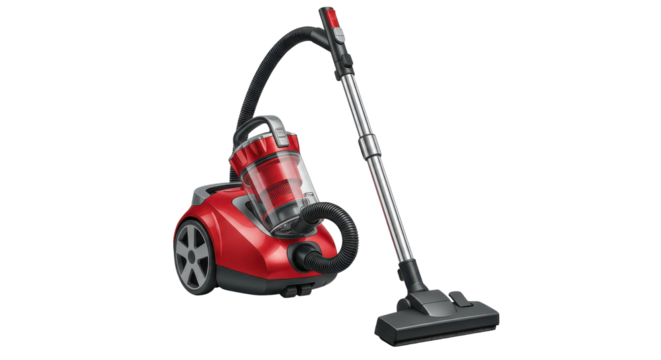 Isolated Compact Red Vacuum Cleaner