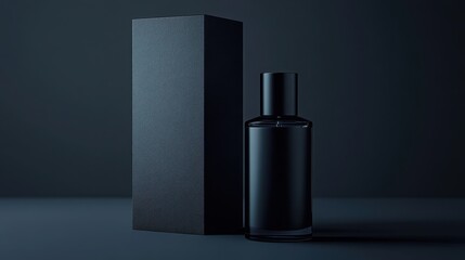 Elegant Black Perfume Bottle with Minimalist Packaging Design