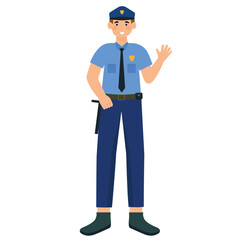 the vector of a police man are standing smiling while greeting