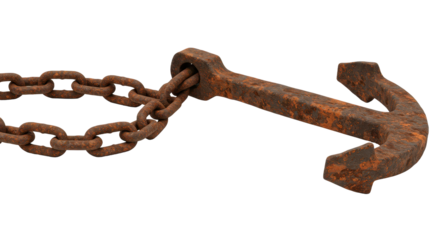 Isolated Rusty Anchor and Chain