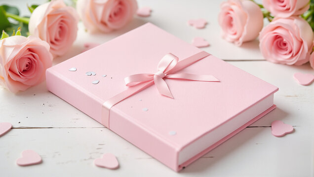 Pink Wedding Guest Book – Heart Decorations and Ribbon for Spring Wedding Expo and Romantic Ceremonies   - Powered by Adobe