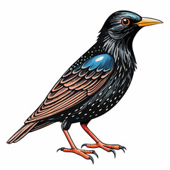 vector illustration of a european starling