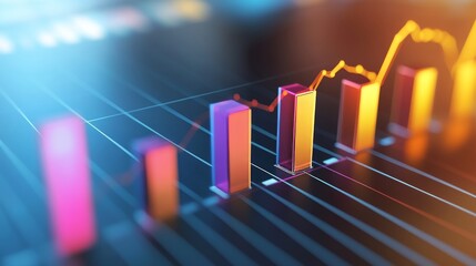 Modern Business Analytics: Ascending 3D Columns with Illuminated Trend Line