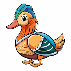 mandarin duck cartoon isolated on white