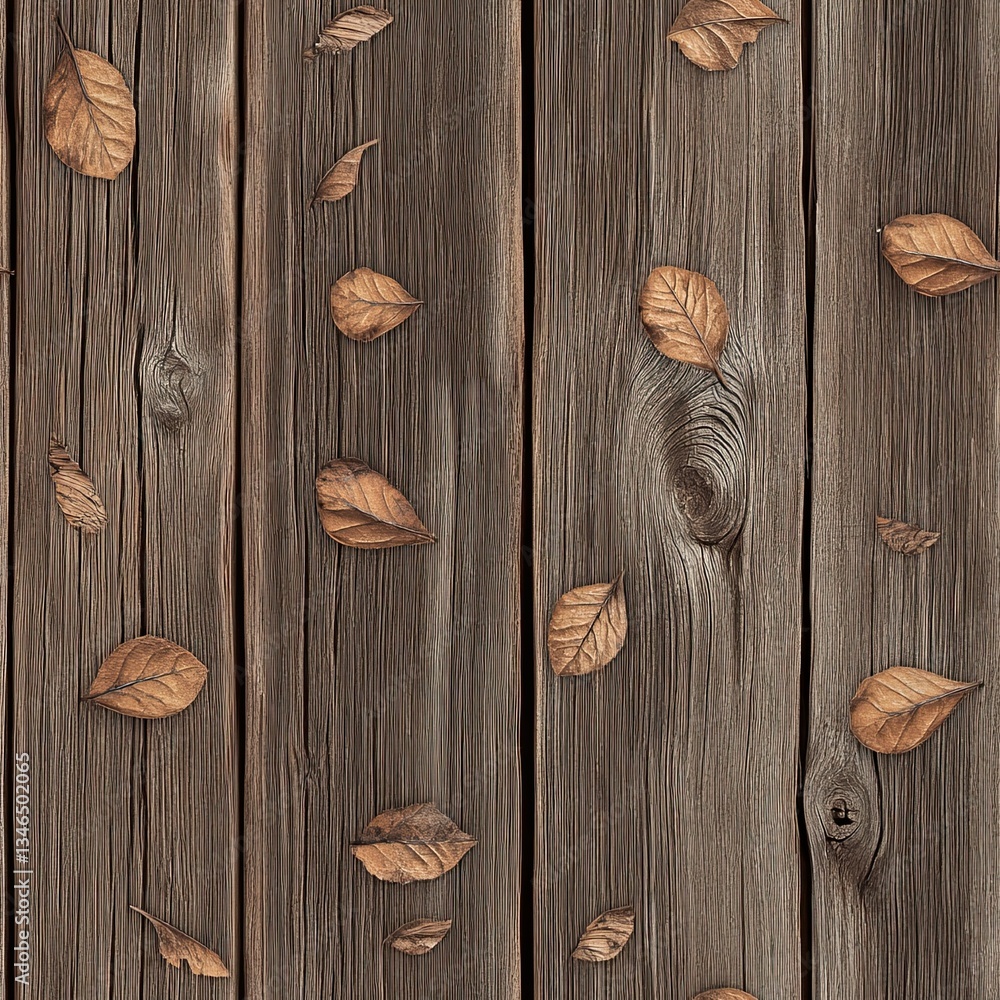 Poster rustic wood grain seamless pattern tiny leaf motifs for design projects