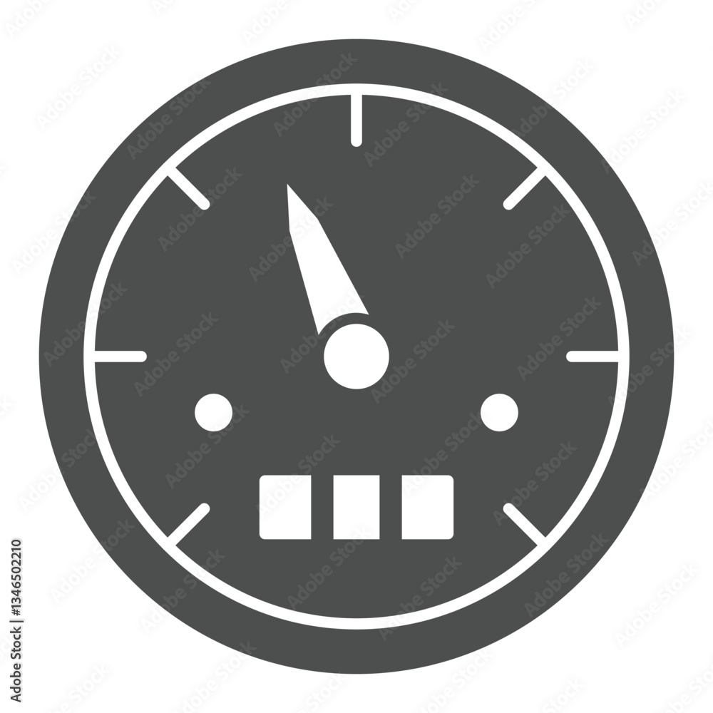 Poster car speedometer with arrow solid icon, car service concept. vector graphics. speedometer speed test 