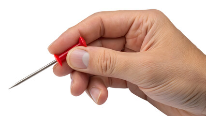 hand holding a red pin