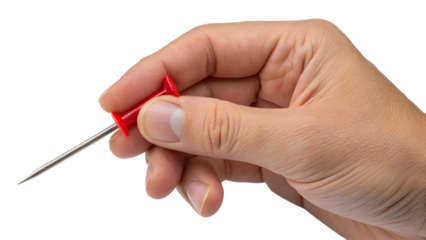hand holding a red pin