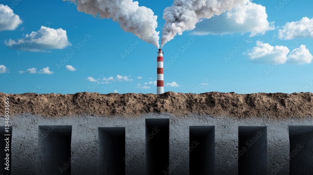 Poster a visual representation of carbon capture technology at work.