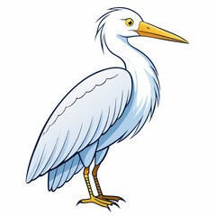 illustration of a cartoon snowy egret bird