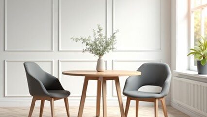 Minimalist Dining Room With Round Table