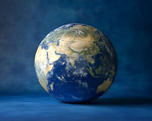 Fototapeta premium Detailed 3D Render of Earth Globe Showing Asia and Surrounding Oceans