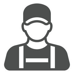 Technician with uniform solid icon, car service concept. Vector graphics. Car mechanic repair man avatar sign on white background, glyph style icon for mobile or web design.