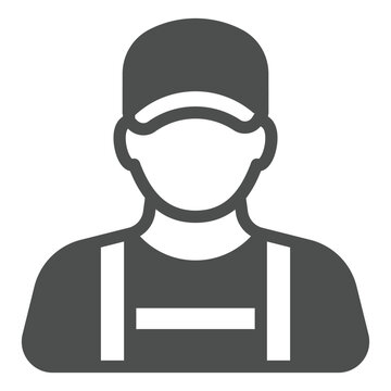 recommend clip art: Technician with uniform solid icon, car service concept. Vector graphics. Car mechanic repair man avatar sign on white background, glyph style icon for mobile or web design.