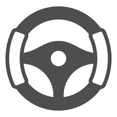 Steering wheel with signal button solid icon, car service concept. Vector graphics. Car steering wheel, vehicle control sign on white background, glyph style icon for mobile or web design.
