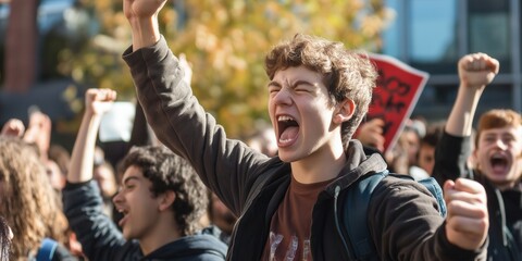 Student protest against government policies, representing the youths role in advocating for change and justice.