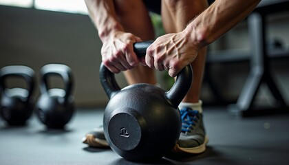 Kettlebell Workout Preparation Closeup