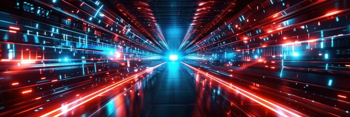 Fototapeta premium Abstract Futuristic Tunnel with Neon Lights