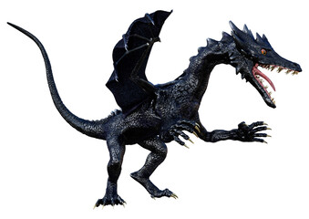 3D Rendering Fairy Tale Dragon on White