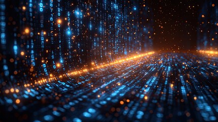 Fototapeta premium Digital Data Flowing in Cyber Space