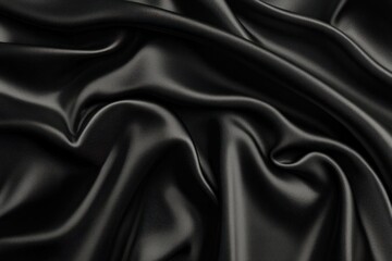 Fototapeta premium Close up of luxurious and flowing black silk fabric material