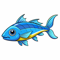 electric blue acar fish on a white background