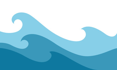 Abstract blue waves illustration on white background. Vector pattern. Art line ornament. Water Wave Logo abstract design.