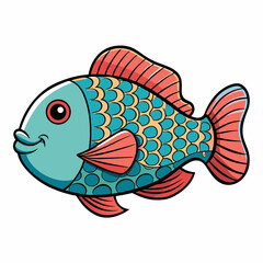 vector illustration of a flowerhorn fish