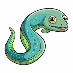 cartoon eel fish on white