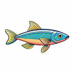 neon tetra fish on a white background