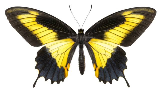 Stunning yellow butterfly with black wing markings, closeup view of nature's beauty