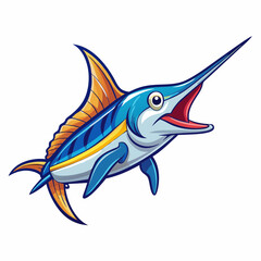 swordfish cartoon isolated on white