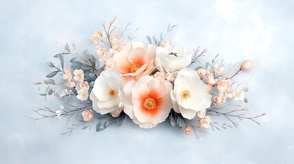 Spring flora arrangement delicate flowers in nature's embrace a serene floral display