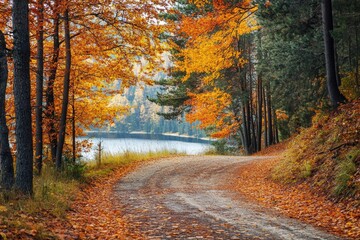 Obraz premium Autumn brings a stunning natural backdrop, with vibrant leaves and crisp air.