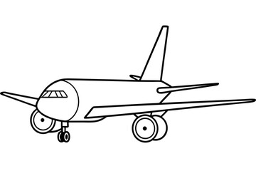 airplane line art silhouette vector illustration