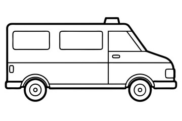 ambulance line art silhouette vector illustration